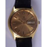 AN OMEGA GOLD PLATED WRISTWATCHES. 3.25 cm wide.