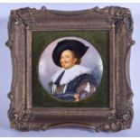 ex-Royal Worcester artist Alan Telford circular porcelain plaque painted with the Laughing Cavalier