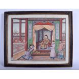 A FINE LARGE PAIR OF MID 19TH CENTURY CHINESE WATERCOLOURS C1840 painted with interior scenes. Imag