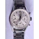 A VERY RARE 1960S CARRERA HEUER STAINLESS STEEL CHRONOGRAPH WRISTWATCH with albino style dial and t