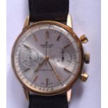 A GOLD PLATED BREITLING TOP TIME DUAL DIAL WRISTWATCH. 3.25 cm wide.