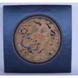 A RARE 17TH CENTURY CHINESE IMPERIAL SILKWORK KESI DRAGON ROUNDEL Ming, depicting a dragon amongst