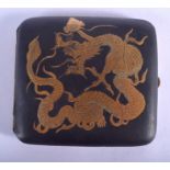 A JAPANESE TAISHO PERIOD KOMAI STYLE CIGARETTE CASE decorated with a dragon. 9.25 cm square.