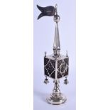 AN ANTIQUE SILVER FILIGREE VASE. 5.8 oz. London 1904. 23 cm high.