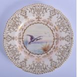 Coalport plate painted with a Brent Goose, titled verso, made for the Chicago Exhibition of 1893, g