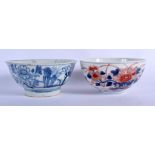 AN 18TH CENTURY JAPANESE EDO PERIOD IMARI BOWL together with Qing Chinese bowl. 16 cm & 15 cm wide.