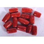 A GROUP OF RED CORAL BEADS, naturalistic in form. Approx. 3 cm long. (qty)