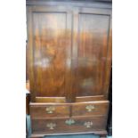 A GEORGE III CUPBOARD ON STAND. 197 cm x 111 cm.