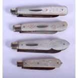 FOUR ANTIQUE SILVER FRUIT KNIVES. (4)