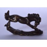 A BRONZE FIGURE OF A STALLION. 7.5 cm wide.