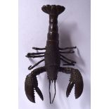 A JAPANESE BRONZE OKIMONO IN THE FORM OF A LOBSTER, modelled with pincers outstretched. 8.5 cm long