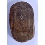 A RARE 17TH CENTURY NORTH EUROPEAN CARVED MARBLE STONE SUNDIAL dated 1644, decorated with a heraldi