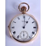 A 9CT GOLD WALTHAM POCKET WATCH. 88 grams overall. 4.25 cm wide.