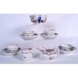 A QUANTITY OF NEW HALL PORCELAIN, tea bowls, cream boat etc. (qty)