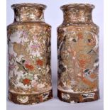A LARGE PAIR OF 19TH CENTURY JAPANESE MEIJI PERIOD SATSUMA VASES painted with immortals and landsca