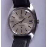 A BOXED OMEGA AUTOMATIC CONSTELLATION STAINLESS STEEL WRISTWATCH. 3 cm wide.