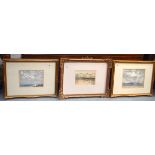 BRITISH SCHOOL (20th century) THREE FRAMED WATERCOLOURS, varying coastal scene. Largest 18 cm x 23