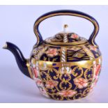 Royal Crown Derby miniature kettle painted with pattern 2451 date code for 1912. 8.5cm wide
