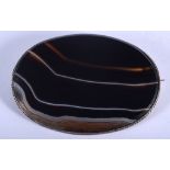 A LARGE ANTIQUE SCOTTISH SILVER AND AGATE BROOCH. 10 cm x 7 cm.