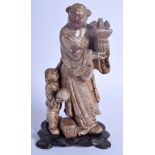 A 19TH CENTURY CHINESE CARVED SOAPSTONE FIGURE OF A MOTHER AND CHILD. 17 cm x 7 cm.