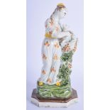 18th c. Staffordshire figure of a woman with a lamb. 19cm high