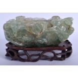 A 19TH CENTURY CHINESE CARVED GREEN QUARTZ BRUSH WASHER. 19 cm x 9 cm.