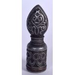 A TIBETAN WHITE METAL SEAL, formed with floral inspired decoration. 6.5 cm high.