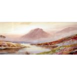 T W JACKSON (British) FRAMED WATERCOLOUR, signed, mountainous landscape. 22 cm x 47 cm.
