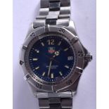A TAGHEUER PROFESSIONAL WRISTWATCH with blue dial. 3.5 cm wide.