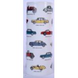 A BAVARIAN GEROLD PORCELAIN CYLINDRICAL BMW MOTOR CAR VASE, decorated with vehicles through the age