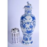 A LARGE 19TH CENTURY CHINESE BLUE AND WHITE PORCELAIN VASE Kangxi style, painted with foliage. 31 c