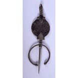 AN ISLAMIC COIN BROOCH. 10 cm long.