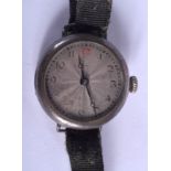A VINTAGE SILVER TRENCH WATCH. 2.5 cm wide.