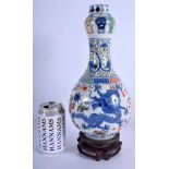 A 19TH CENTURY CHINESE FAMILLE VERTE GOURD SHAPED PORCELAIN VASE Late Qing, bearing Wanli marks to