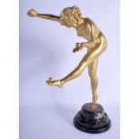 A LARGE ART DECO FRANCO BELGIAN GILT BRONZE FIGURE OF A DANCER by Claire Jeanne Robertine Colinet (