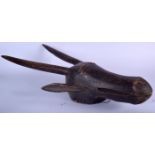 A BURKINA FASO BOBO TRIBE WOODEN MASK, in the form of an elongated antelope head. 22 cm x 70 cm.