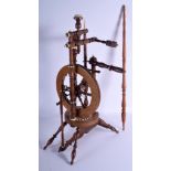 A LARGE ANTIQUE SPINNING WHEEL. 100 cm x 30 cm.