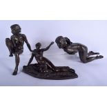 THREE LARGE BRONZED FIGURES OF CLASSICAL FEMALES each modelled in nude poses. Largest 40 cm x 27 cm