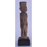 AN IVORY COAST BAOULE WOODEN FERTILITY FIGURE, formed standing. 31.5 cm high.