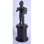 A 19TH CENTURY ITALIAN GRAND TOUR FIGURE OF A BOY After the Antiquity, modelled holding a bird. Bro