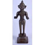 AN 18TH/19TH CENTURY INDIAN BRONZE BUDDHISTIC DEITY modelled with both hands outstretched. 21 cm x