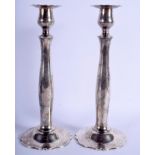A PAIR OF VINTAGE STERLING SILVER CANDLESTICKS. 15 oz. 29 cm high.