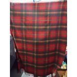 A BRONTE TWEEDS TARTAN WOOL BLANKET. 170 cm x 150 cm.