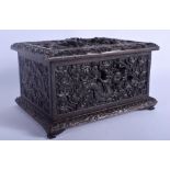 A 19TH CENTURY CHINESE CARVED HONGMU HARDWOOD CASKET Late Qing, decorated with dragons amongst clou