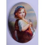 Paragon porcelain plaque painted with “Charlotte Augusta Papendiek at the Age of Five” after J. Hop