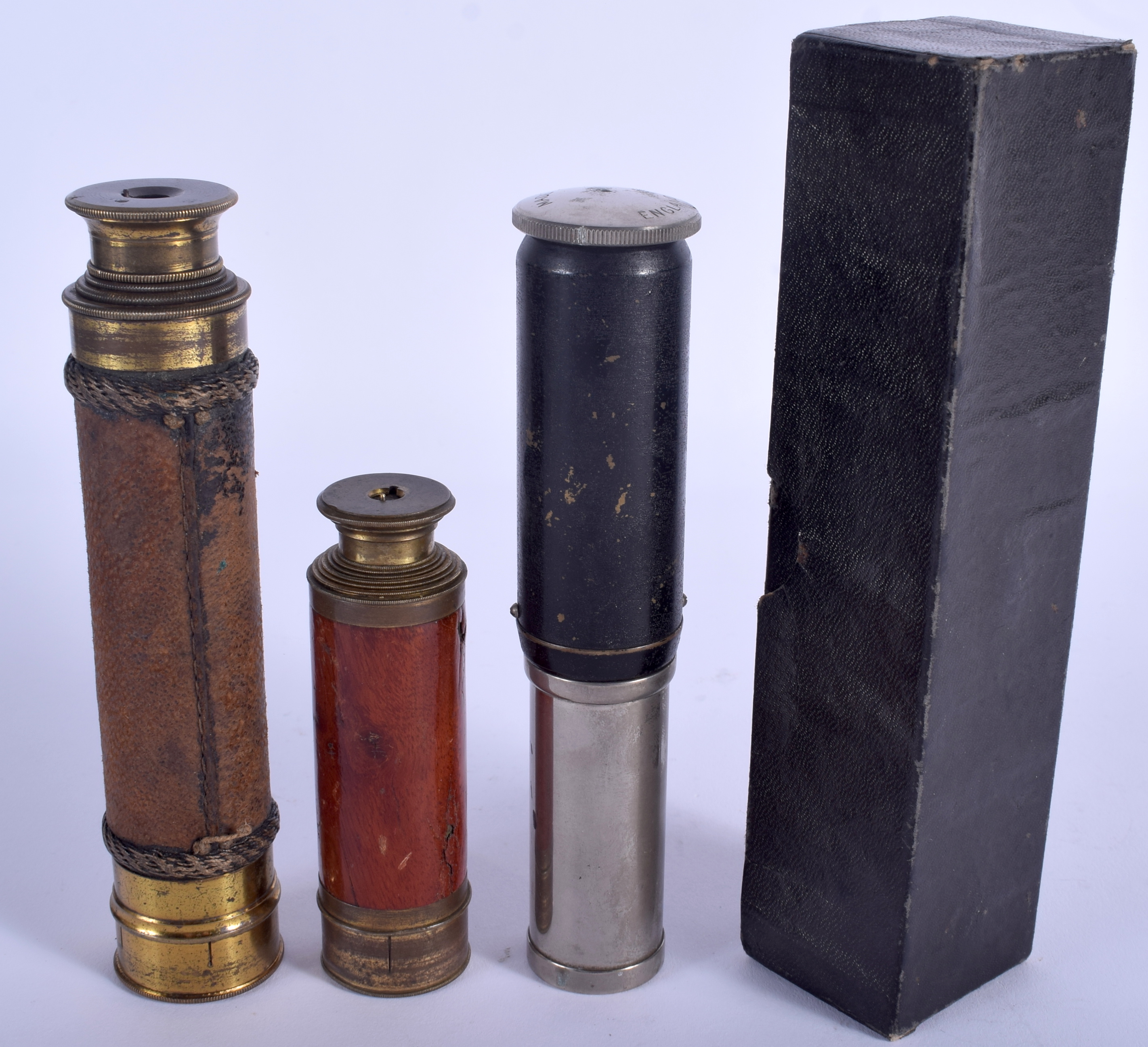 AN ANTIQUE IRISH SPEAR OF DUBLIN MINIATURE TELESCOPE together with two others. (3)