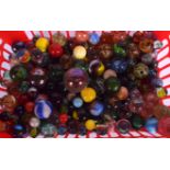 A QUANTITY OF VINTAGE MARBLES, varying decoration. (qty)