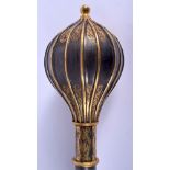A MIDDLE EASTERN CONTINENTAL GOLD INLAID POLISHED MACE Turkish or Armenian. 47 cm long.