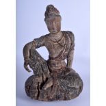 A GOOD 15TH/16TH CENTURY CHINESE POLYCHROMED WOOD FIGURE OF GUANYIN Yuan/Minng, elegantly modelled