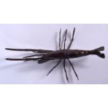 A JAPANESE BRONZE OKIMONO IN THE FORM OF A CRAYFISH, signed to underside. 14.5 cm long.